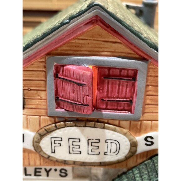 1993 Lemax Dickensvale Village Harleys Feed General Store Lighted Building - Picture 5 of 14